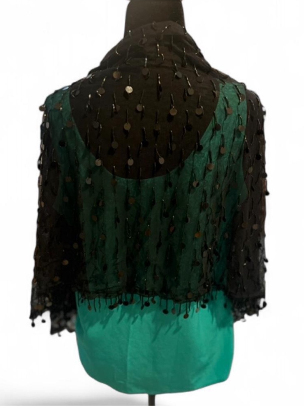 Black Sequin Fringe Shrug